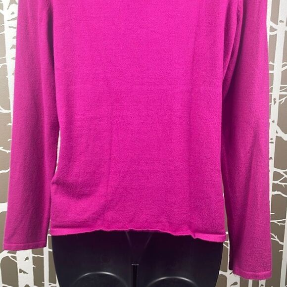 Maison Jules Fuschia Pink Stretch Fitted Sweater w Tweed Sparkly Collar sz M - Picture 8 of 11